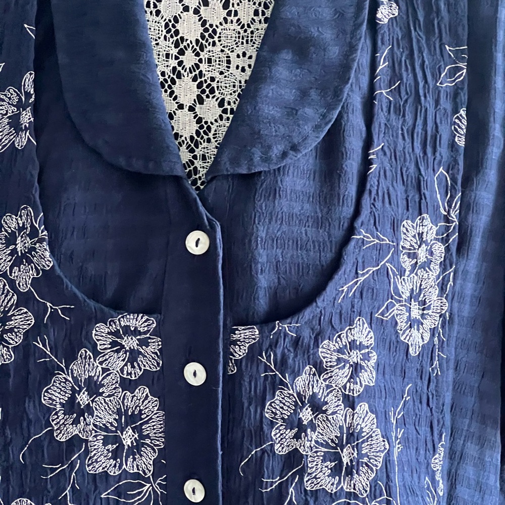 Navy Floral Embroidered Maxi Dress - Picture 5 of 5